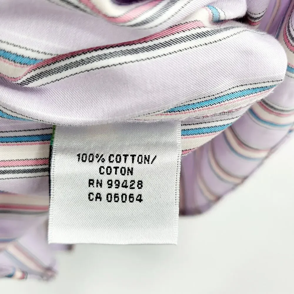 Bugatchi UOMO Classic Fit Purple Pinstripe Long Sleeve Button Up Shirt Men's XL